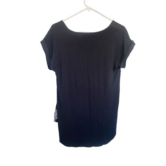 Methaphor Black Tee Shirt Blouse with White Floral Front - Picture 4 of 6